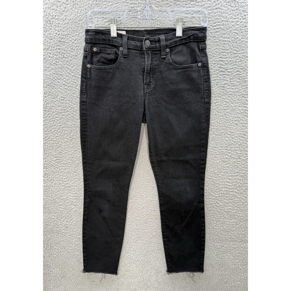 Gap Jeans Womens 4 Petite Black True Skinny Mid Rise Stretch Raw Hem Preppy